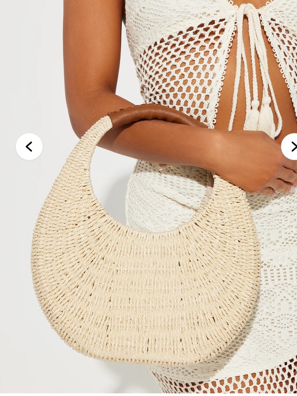 Crescent Woven Hobo Bag with Wrapped Handle